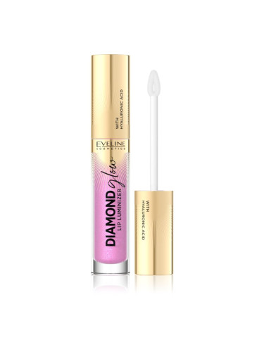 Eveline Cosmetics Diamond Glow блясък за устни с блестящи частици с хиалуронова киселина цвят 10 Rose Violet 4,5 мл.