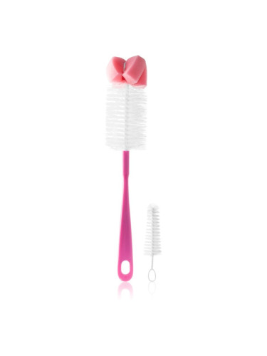 BabyOno Take Care Brush for Bottles and Teats with Mini Brush & Sponge Tip четка за почистване Pink 2 бр.