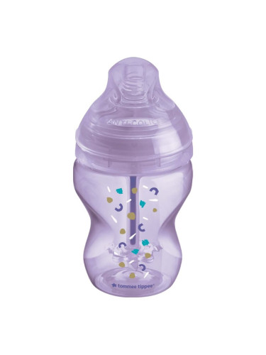 Tommee Tippee Closer To Nature Anti-colic Advanced Baby Bottle бебешко шише Slow Flow Purple 0m+ 260 мл.