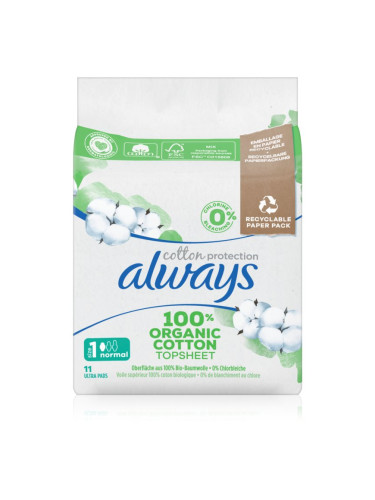 Always Cotton Protection Normal санитарни кърпи без парфюм 11 бр.