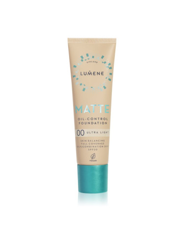 Lumene Matte Oil-Control матиращ фон дьо тен SPF 20 цвят 00 Ultra Light 30 мл.