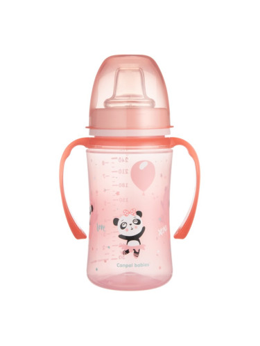 Canpol babies Exotic Animals преходна чаша с дръжки 6+ m Pink 240 мл.