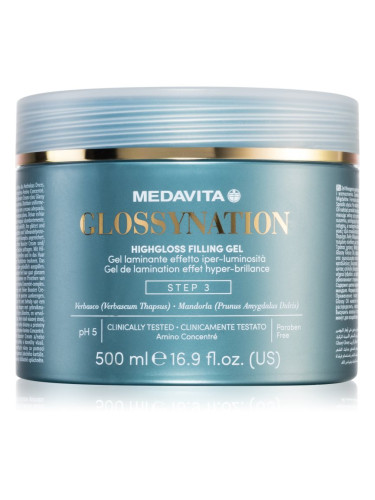 Medavita Glossynation Highgloss Filling Gel гел за коса laminovací gel se zrcadlovým efektem 500 мл.