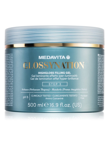 Medavita Glossynation Highgloss Filling Gel гел за коса laminovací gel se zrcadlovým efektem 500 мл.