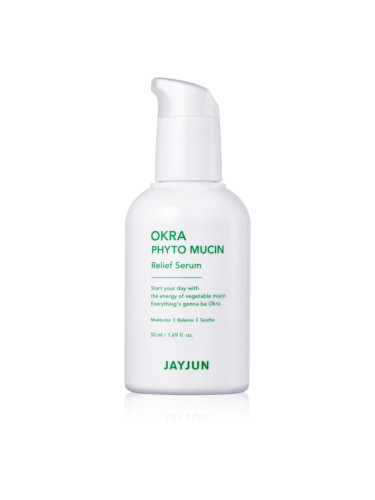 Jayjun Okra Phyto Mucin нежен серум за лице за успокояване и подсилване на чувствителната кожа 50 мл.