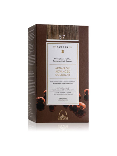 Korres Argan Oil перманентната боя за коса с арганово масло цвят 5.7 Chocolate 50 мл.