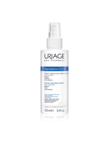 Uriage Bariéderm Cica Drying Repairing Spray изсушаващ репариращ спрей, съдържащ мед и цинк 100 мл.