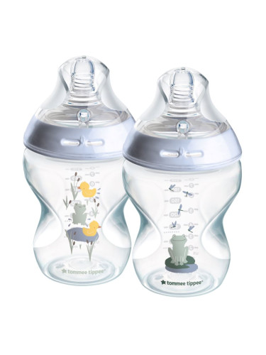 Tommee Tippee Natural Start Anti-Colic бебешко шише Slow Flow 0m+ Frog 2x260 мл.