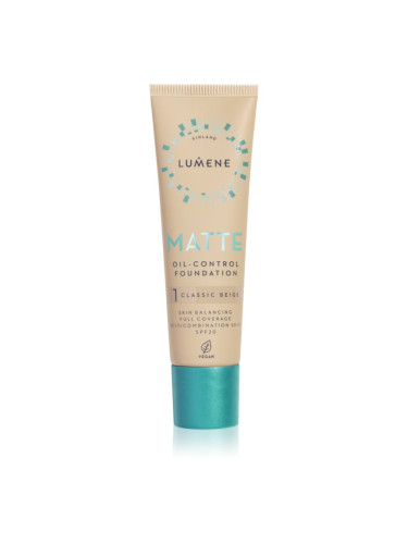 Lumene Matte Oil-Control матиращ фон дьо тен SPF 20 цвят 1 Classic Beige 30 мл.