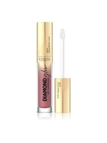 Eveline Cosmetics Diamond Glow блясък за устни с блестящи частици с хиалуронова киселина цвят 11 Rose Nude 4,5 мл.
