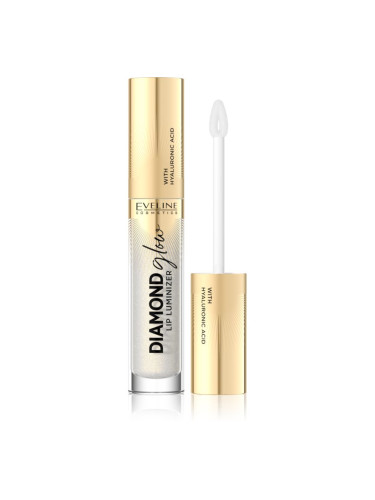 Eveline Cosmetics Diamond Glow блясък за устни с блестящи частици с хиалуронова киселина цвят 07 Golden Dust 4,5 мл.