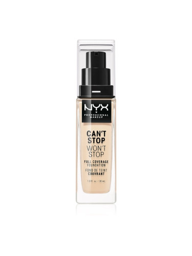 NYX Professional Makeup Can't Stop Won't Stop Full Coverage Foundation високо покривен фон дьо тен цвят 02 Alabaster 30 мл.