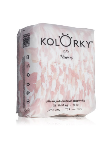 Kolorky Day Flowers еднократни ЕКО пелени размер XL 12-16 Kg 17 бр.