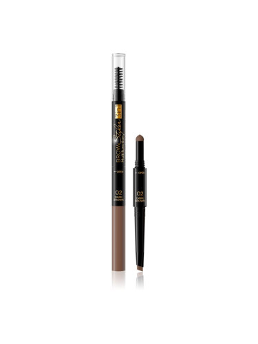 Eveline Cosmetics Brow Styler прецизен молив за вежди 3 в 1 цвят 02 Dark Brown 1,2 гр.