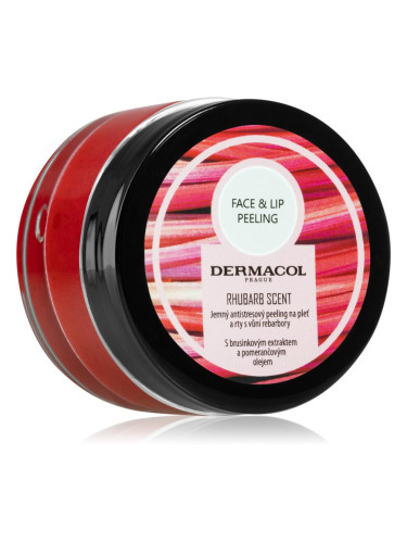 Dermacol Face & Lip Peeling Rhubarb захарен пилинг за устни и скули 50 мл.