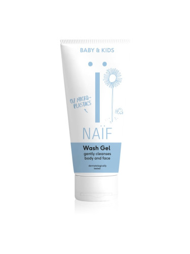 Naif Baby & Kids Wash Gel почистващ и миещ гел за деца и бебета за тяло и лице 200 мл.