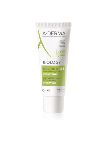 A-Derma Biology подхранващ хидратиращ крем за суха към изключително суха чувствителна кожа 40 мл.