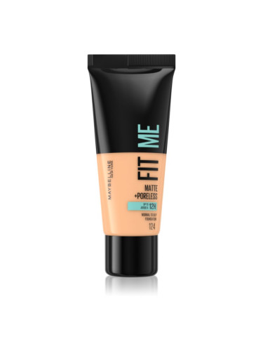 MAYBELLINE NEW YORK Fit Me! Matte+Poreless матиращ фон дьо тен за нормална към мазна кожа цвят 124 Soft Sand 30 мл.