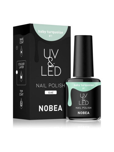 NOBEA UV & LED Nail Polish гел лак за нокти с използване на UV/LED лампа бляскав цвят Baby turquoise #1 6 мл.