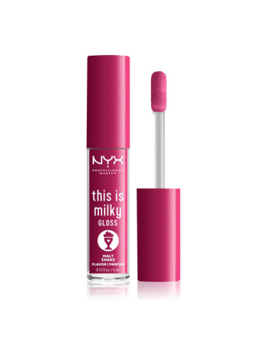 NYX Professional Makeup This is Milky Gloss Milkshakes хидратиращ блясък за устни парфюмиран цвят 12 Malt Shake 4 мл.