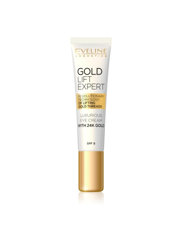 Eveline Cosmetics Gold Lift Expert луксозен крем за околоочната зона и клепачи с 24 каратово злато (SPF 8) 15 мл.