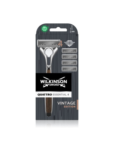 Wilkinson Sword Quattro Essentials 4 Vintage самобръсначка + резервни остриета 5 бр