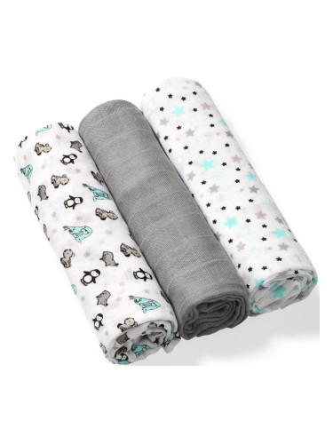 BabyOno Take Care Natural Diapers пелени от плат 70 x 70 cm Gray 3 бр.