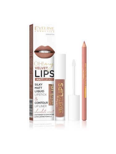 Eveline Cosmetics OH! my LIPS Velvet комплект за устни 14 Choco Truffle 1 бр.