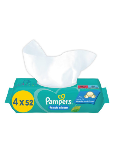Pampers Fresh Clean мокри почистващи кърпички за деца за чувствителна кожа 4x52 бр.