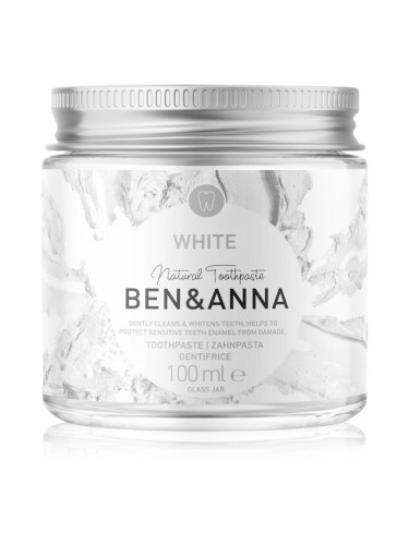 BEN&ANNA Natural Toothpaste White паста за зъби в стъклен дозатор с избелващ ефект 100 мл.