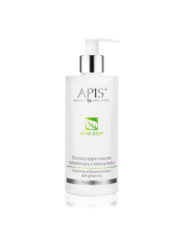 Apis Natural Cosmetics Acne-Stop Home TerApis почистващо и отстраняващо грим мляко със зелен чай 300 мл.