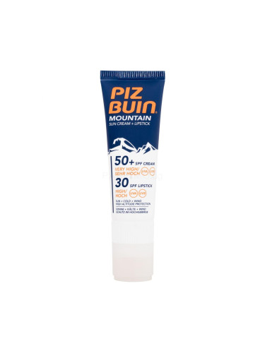 PIZ BUIN Mountain Sun Cream + Lipstick SPF50+ Слънцезащитен продукт за лице 22,3 ml