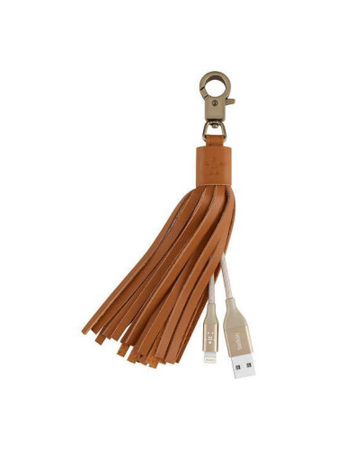 Плетен кабел Belkin Mixit USB-A към Lightning, Кафяв