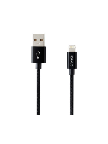 Плетен кабел Canyon USB-A към Lightning (CNE-CFI3B)