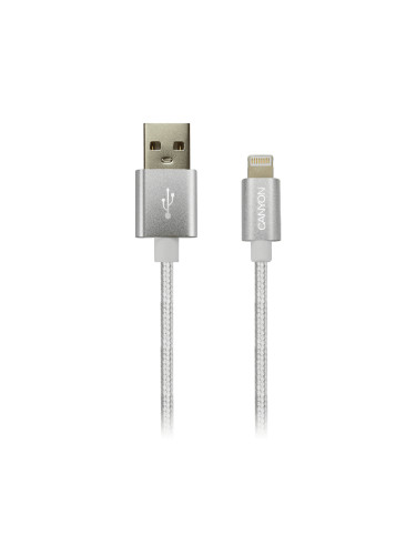 Плетен кабел Canyon USB-A към Lightning (CNE-CFI3PW)