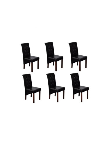 Sonata H Трапезни столове, 6 бр, черни, изкуствена кожа