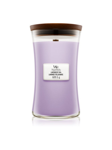 Woodwick Lavender Spa ароматна свещ  с дървен фитил 609.5 гр.