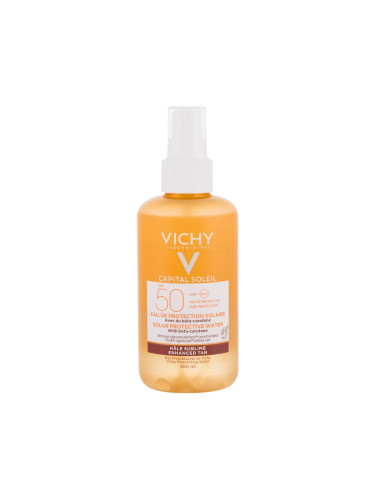 Vichy Capital Soleil Solar Protective Water Enhanced Tan SPF50 Слънцезащитна козметика за тяло за жени 200 ml