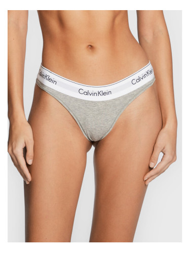 Calvin Klein Underwear Дамски бикини тип бразилиана 000QF5981E Сив