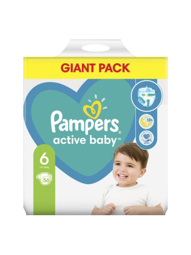 Pampers Active Baby Size 6 еднократни пелени 13-18 kg 56 бр.