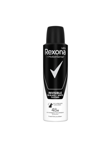 Rexona Men Invisible Black + White Антиперспирант за мъже 150 ml