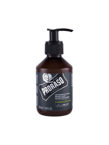 PRORASO Cypress & Vetyver Beard Wash Шампоан за брада за мъже 200 ml