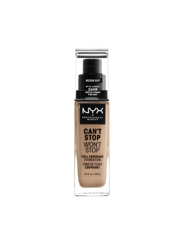 NYX Professional Makeup Can't Stop Won't Stop Фон дьо тен за жени 30 ml Нюанс 10.5 Medium Buff