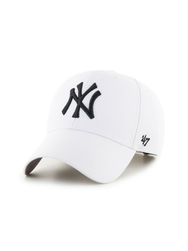 Шапка 47 brand MLB New York Yankees в бяло с апликация B-MVP17WBV-WHF