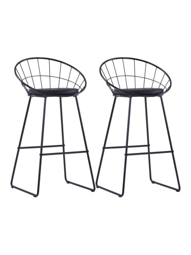 Sonata Бар столове със седалки от изкуствена кожа 2 бр черни стомана