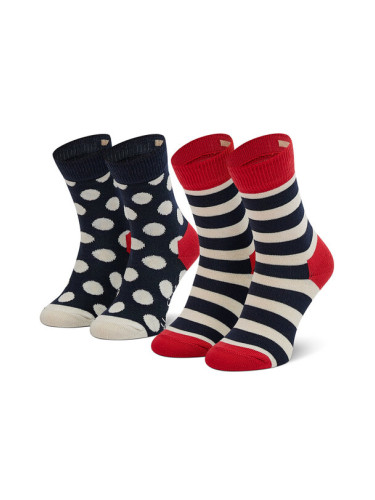 Happy Socks Комплект 2 чифта дълги чорапи детски KSTR02-4000 Тъмносин