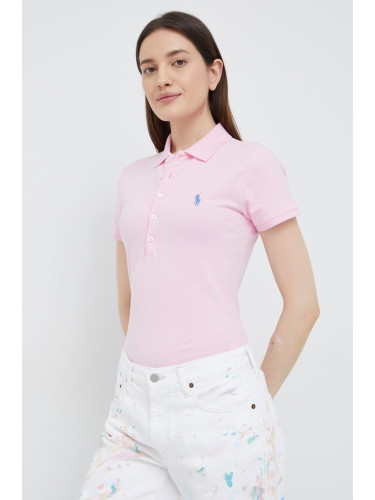 Тениска с яка Polo Ralph Lauren в розово с яка тип peter pan 211870245013