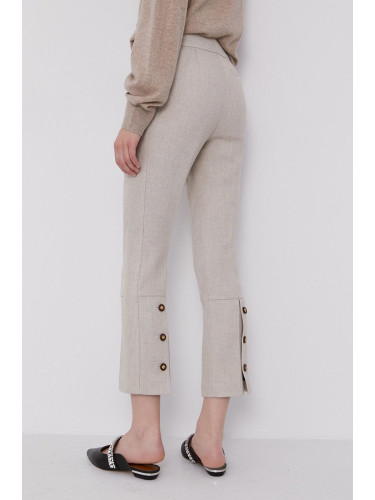 Панталон Tory Burch дамски в прозрачен цвят със стандартна кройка, с висока талия