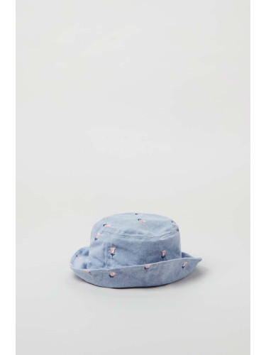 Детска памучна шапка OVS в синьо с фина плетка от памук