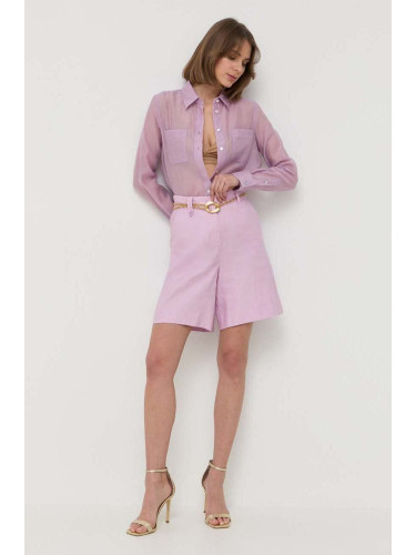 Къс панталон Marella в лилаво с изчистен дизайн с висока талия